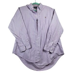 Ralph Lauren Mens Long Sleeve Button‎ Down Shirt 16 33 Lavender Gingham Check